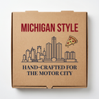 Michigan Style Pizza Box - top-down flat lay overhead view