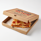 Take Out Model Pizza Box - open showing folded New York pizza slices inside