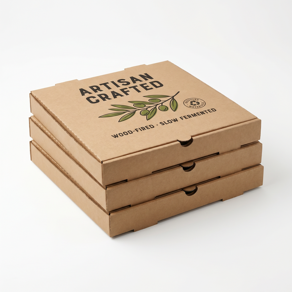 Clay Replacement Pizza Box - stack showing slim stackable profile for retail
